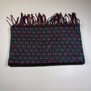 Christian Dior Monsieur womens red an green plaid Cashmaire acrylic scarf 14x68